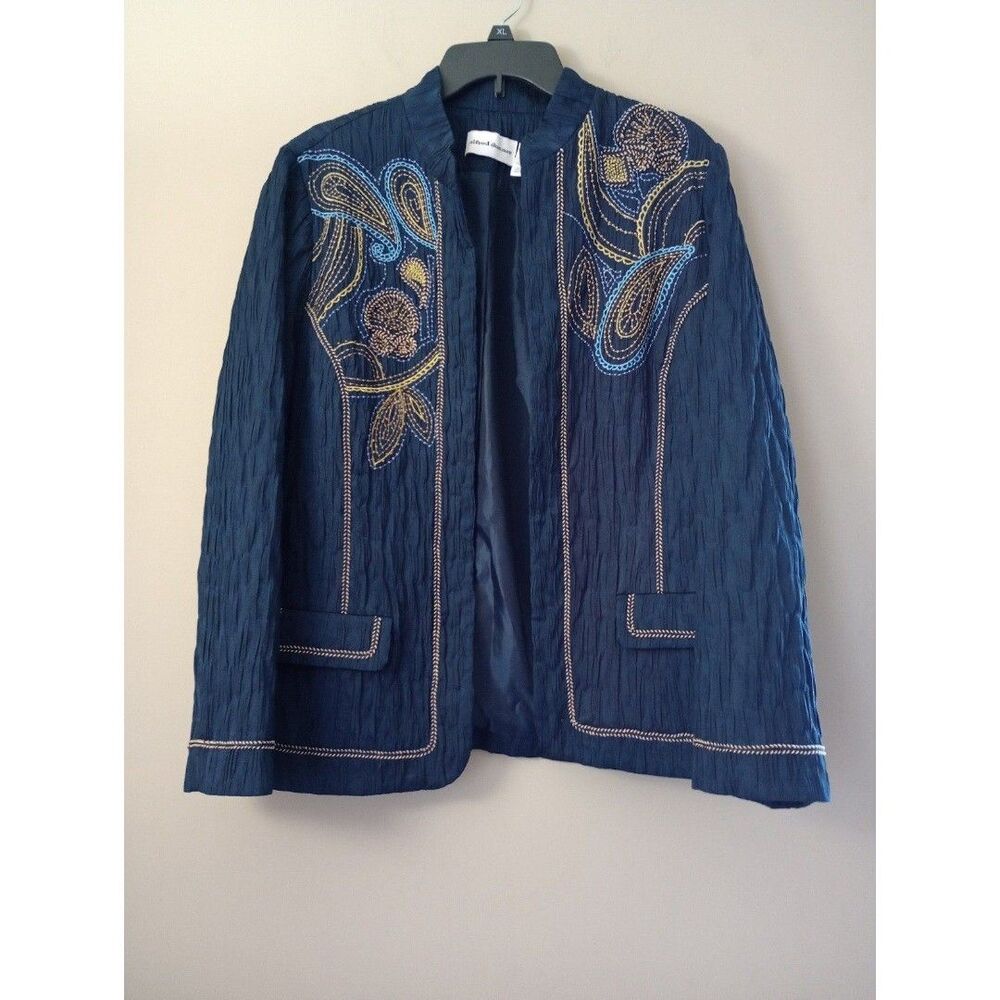 Alfred Dunner Embroidered Open Front Jacket Size 16